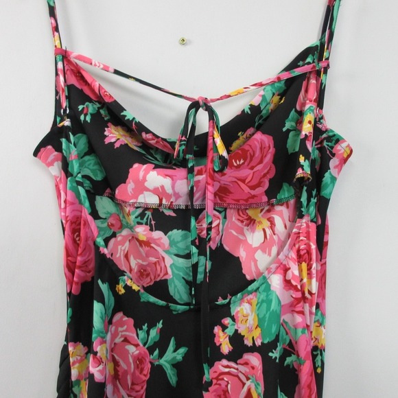For Love & Lemons Becca Backless Maxi Dress XS Black Pink Floral Slit Party 226 - Picture 6 of 10